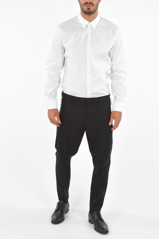 Pantaloni in Lana Stretch con Zip alla Caviglia