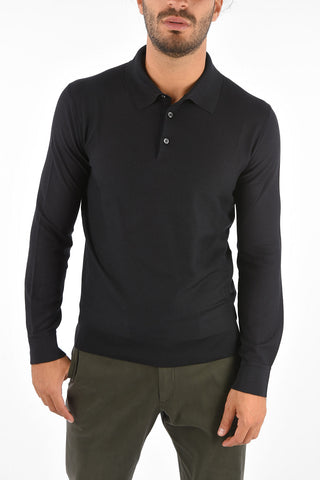 EZ LUXURY Silk Long Sleeve Polo Collar Shirt