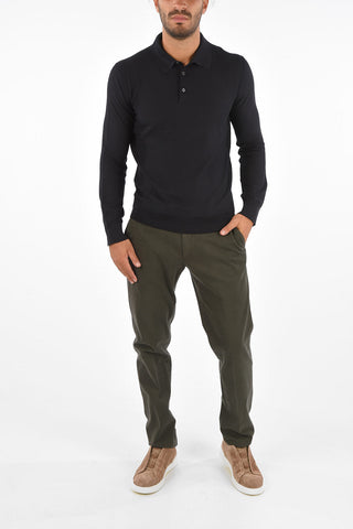 EZ LUXURY Silk Long Sleeve Polo Collar Shirt