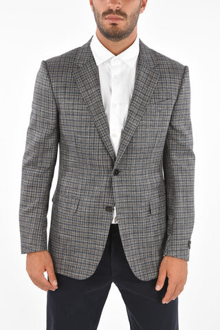 Blazer Tartan in Lana Lino e Seta 