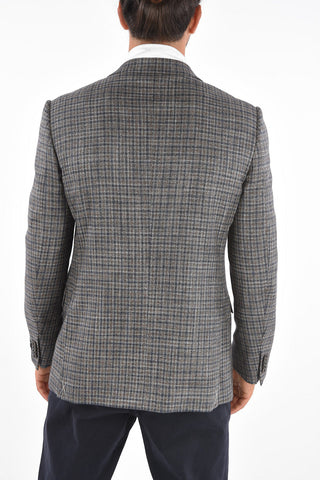 Blazer Tartan in Lana Lino e Seta 
