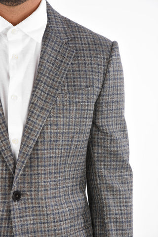 Blazer Tartan in Lana Lino e Seta 