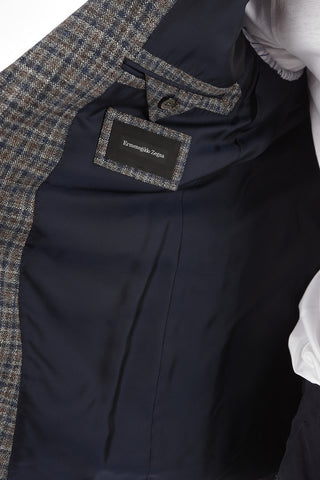 Blazer Tartan in Lana Lino e Seta 