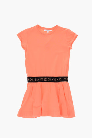 logoed waist band crew-neck dress 