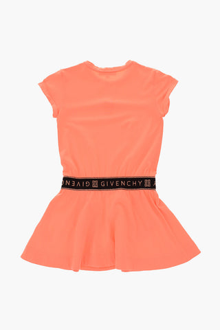 logoed waist band crew-neck dress 