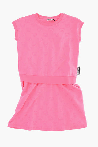 Teddy printed crew-neck dress