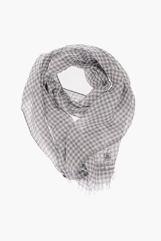 Foulard Gingham Check in Lino e Seta