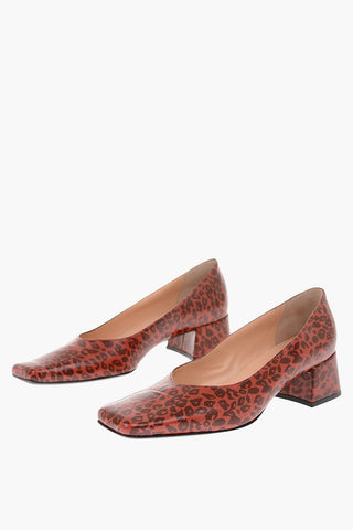 Decolletés in Pelle Stampa Animalier con Punta Quadrata