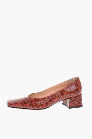 Decolletés in Pelle Stampa Animalier con Punta Quadrata