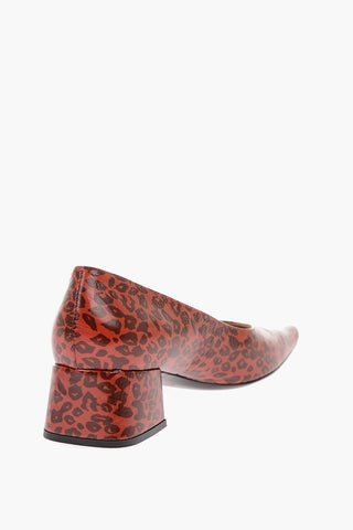 Decolletés in Pelle Stampa Animalier con Punta Quadrata