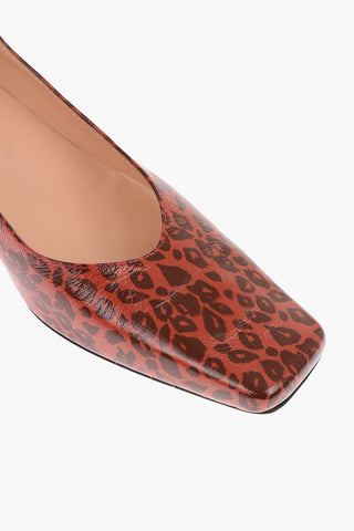 Decolletés in Pelle Stampa Animalier con Punta Quadrata