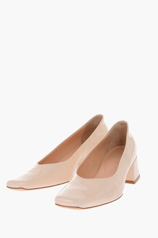 Lacquered Leather Squared Heel Pumps