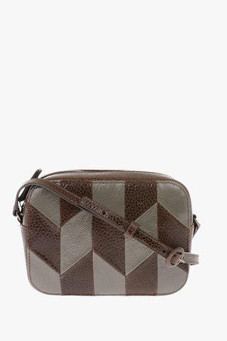 Textured Leather Geometrical Detail Camera Bag
