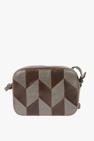 Textured Leather Geometrical Detail Camera Bag