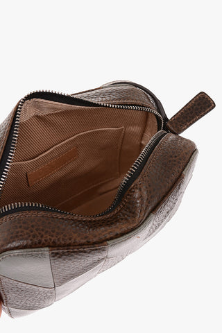 Textured Leather Geometrical Detail Camera Bag