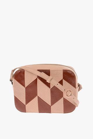 Textured Leather Geometrical Detail Camera Bag 