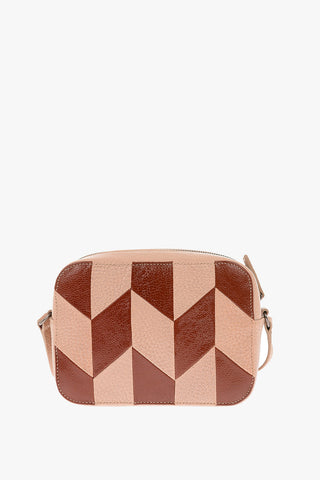 Textured Leather Geometrical Detail Camera Bag 