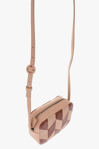 Textured Leather Geometrical Detail Camera Bag 