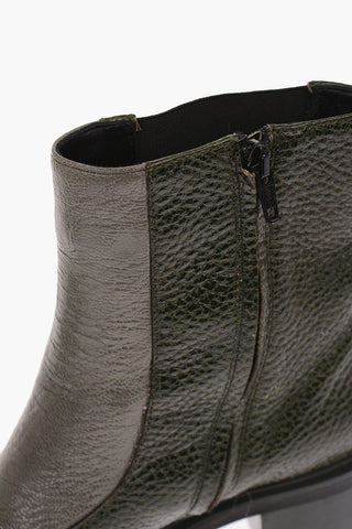Stivaletti in Pelle Martellata con Zip Laterale 