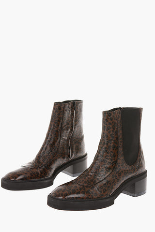 Spotted Leather Side Zipped Ankle Boots