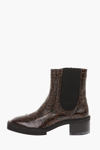 Spotted Leather Side Zipped Ankle Boots