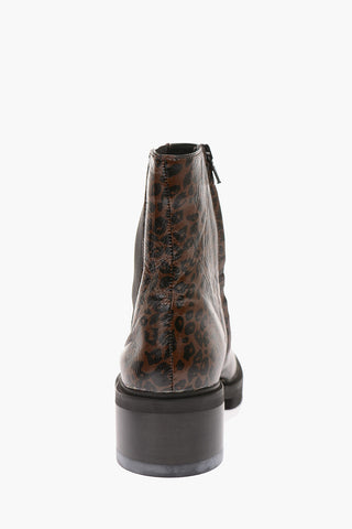 Spotted Leather Side Zipped Ankle Boots