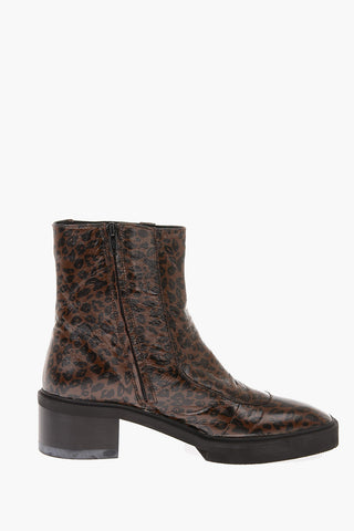 Spotted Leather Side Zipped Ankle Boots