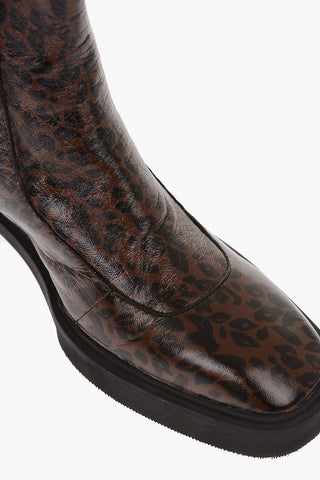Spotted Leather Side Zipped Ankle Boots