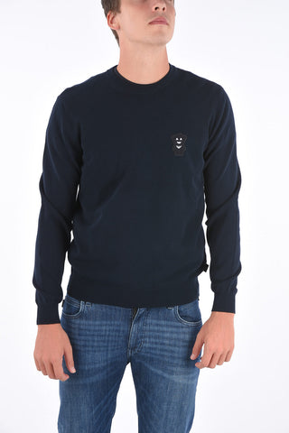 EMPORIO embroidered crew-neck sweater