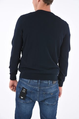 EMPORIO embroidered crew-neck sweater