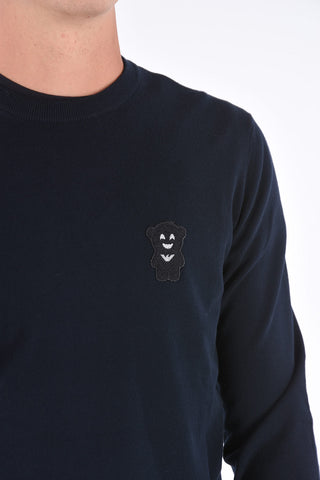 EMPORIO embroidered crew-neck sweater