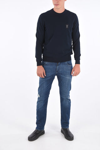 EMPORIO embroidered crew-neck sweater