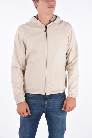 EMPORIO leather hooded jacket