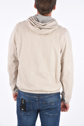 EMPORIO leather hooded jacket