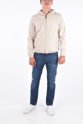 EMPORIO leather hooded jacket