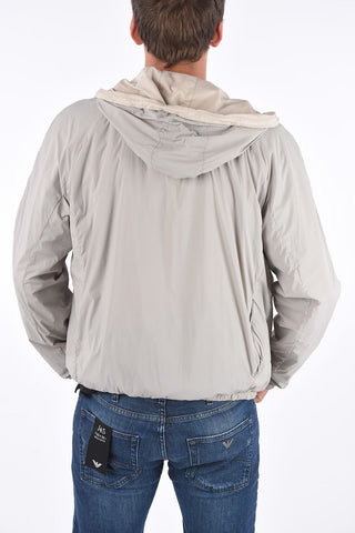 EMPORIO leather hooded jacket