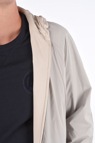 EMPORIO leather hooded jacket