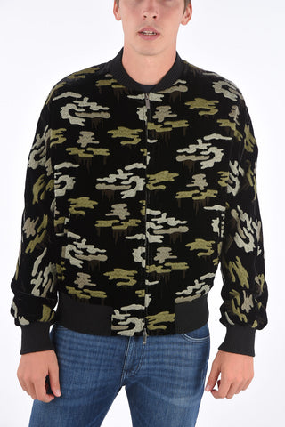 EMPORIO Chenille All-Over Camouflage Embroidered Bomber