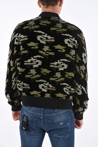 EMPORIO Chenille All-Over Camouflage Embroidered Bomber