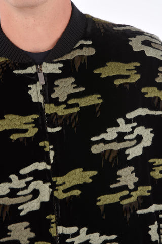 EMPORIO Chenille All-Over Camouflage Embroidered Bomber
