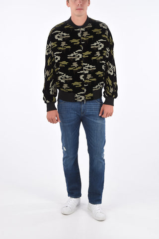 EMPORIO Chenille All-Over Camouflage Embroidered Bomber