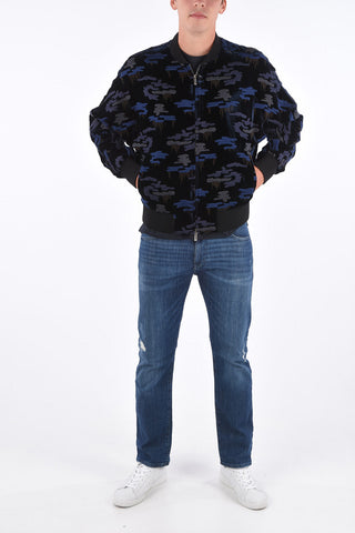 EMPORIO Chenille All-Over Camouflage Embroidered Bomber