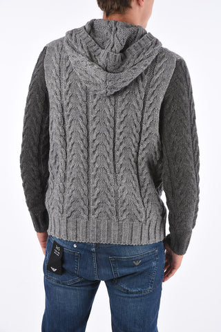 ARMANI EXCHANGE maglia a trecce con cappuccio 