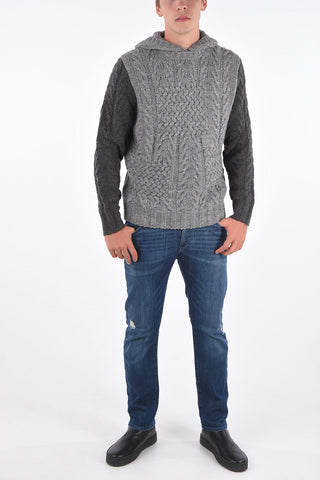 ARMANI EXCHANGE maglia a trecce con cappuccio 