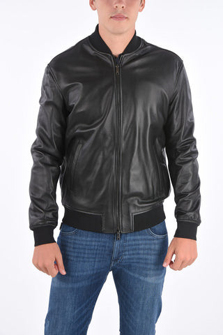EMPORIO leather full zip bomber