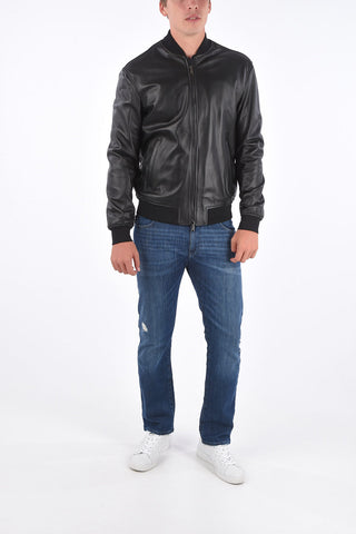 EMPORIO leather full zip bomber