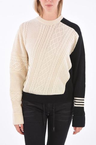 Wool Blouson Fit Aran Sweater
