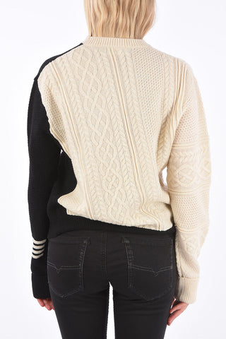 Wool Blouson Fit Aran Sweater