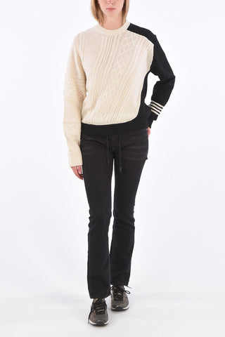 Wool Blouson Fit Aran Sweater
