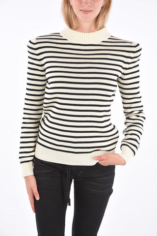 Awning Striped Padded Shoulder Sweater